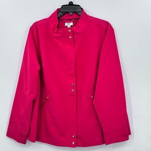 Crown & Ivy Curvy Coral Pink Jacket Womens Size 1X Water Resistant Spring Summer